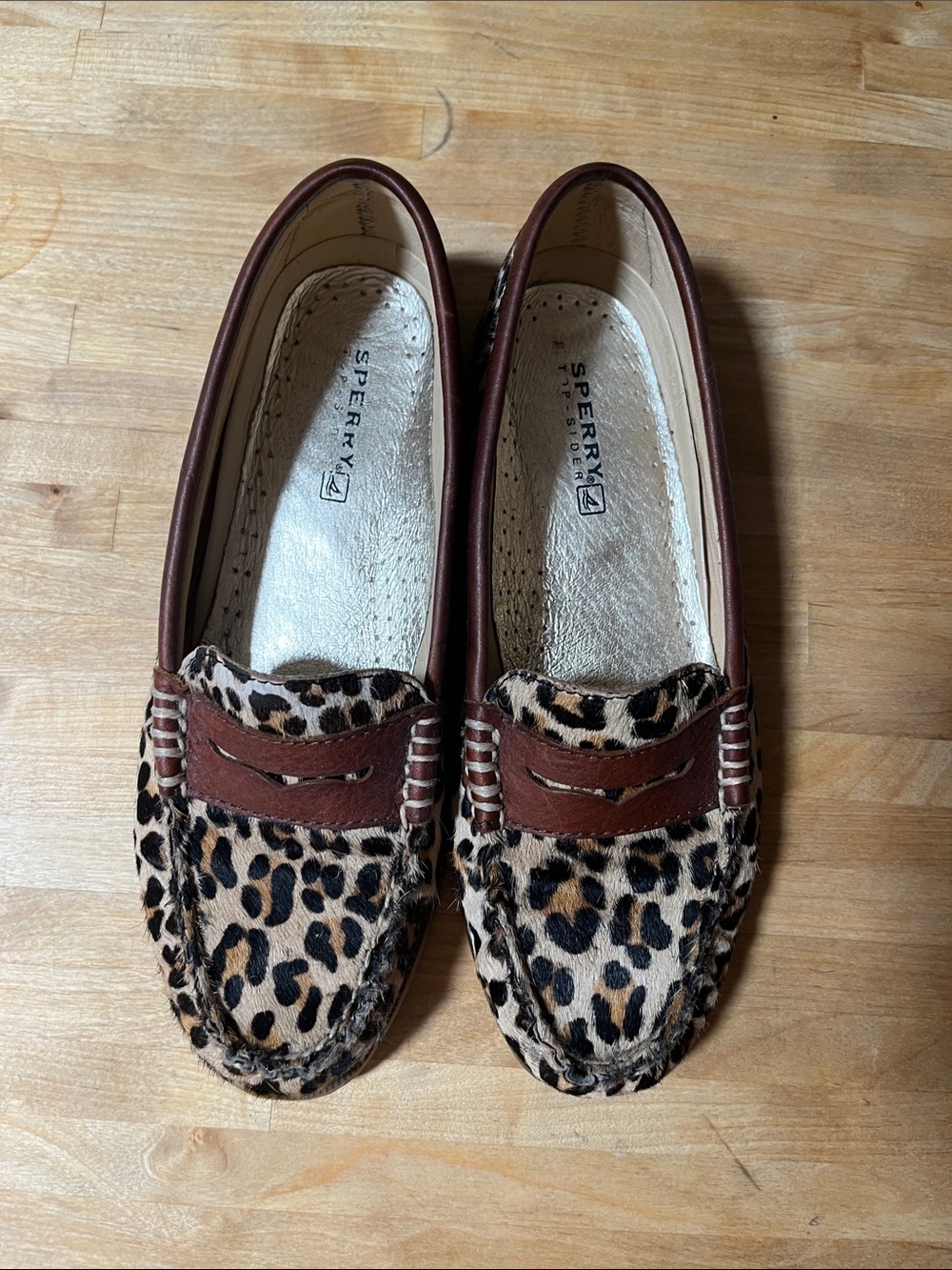 Sperry Leopard-Print Penny Loafers in Brown and Black
